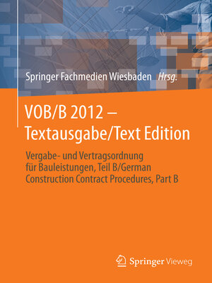 cover image of VOB/B 2012--Textausgabe/Text Edition